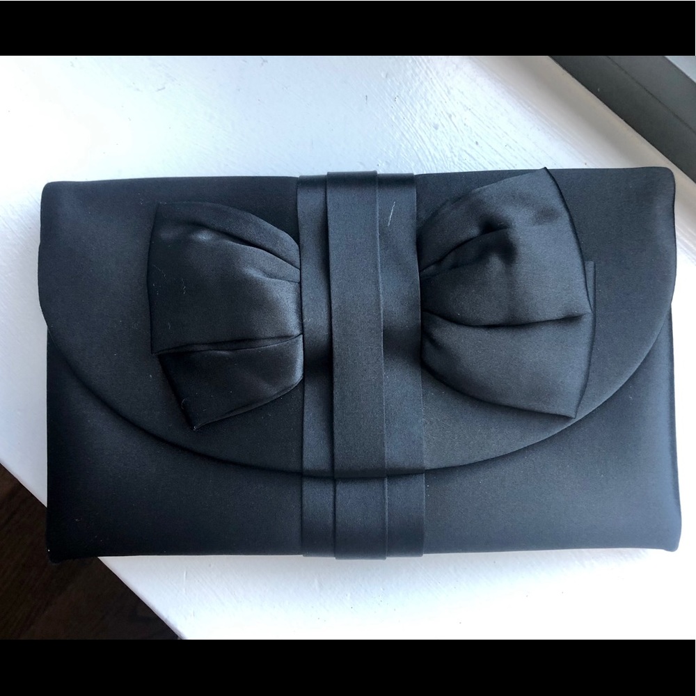 Saks Fifth Avenue Black Bow Clutch